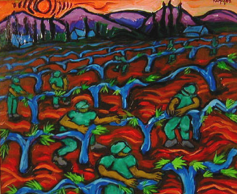 Artist: Rich Klopfer, Title: Grape Pickers - click for larger image