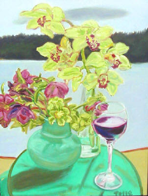 Artist: Pat Tolle, Title: Whidbey, Wine and Flowers - click for larger image