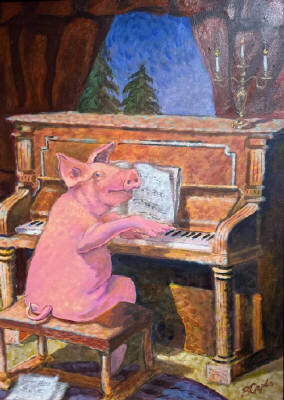 Artist: Brad Caplis, Title: Piggy Plays Piano - click for larger image