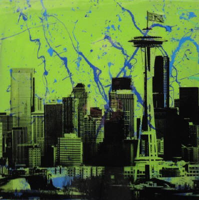 Artist: Brooke Westlund, Title: Seattle Skyline 12th Man BW65-2020 - click for larger image