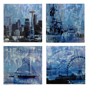 Artist: Brooke Westlund, Title: Seattle Blues Suite - BWBlue4 (set of 4) To Be Ordered Only - click for larger image