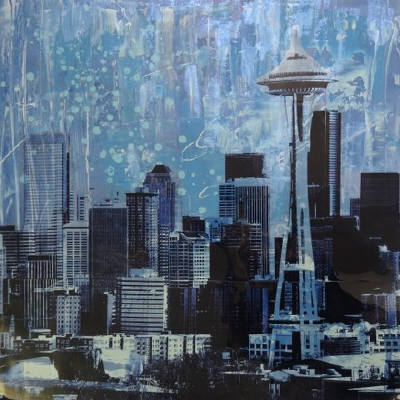 Artist: Brooke Westlund, Title: Seattle Blues Skyline -To Be Ordered - click for larger image