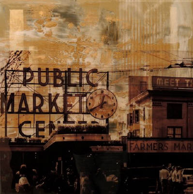 Artist: Brooke Westlund, Title: Seattle Gold- Public Market Center -To Be Ordered - click for larger image