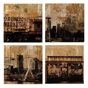 Artist: Brooke Westlund, Title: Seattle Gold Suite - BWGold4 (set of 4) To Be Ordered Only - click for larger image