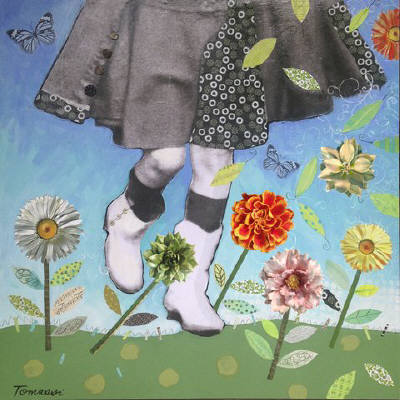 Artist: Debbie Tomassi, Title: Go out and kick some Asters (A collaborative work with Gina Holt) - click for larger image