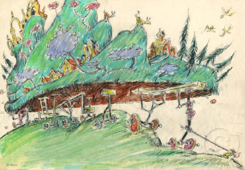 Artist: Dr. Seuss  , Title: Kid, You'll Move Mountains - Concept Drawing - click for larger image