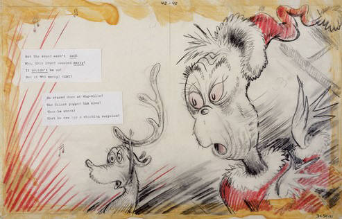 Artist: Dr. Seuss  , Title: The Grinch - This Sound Sounded Merry - click for larger image