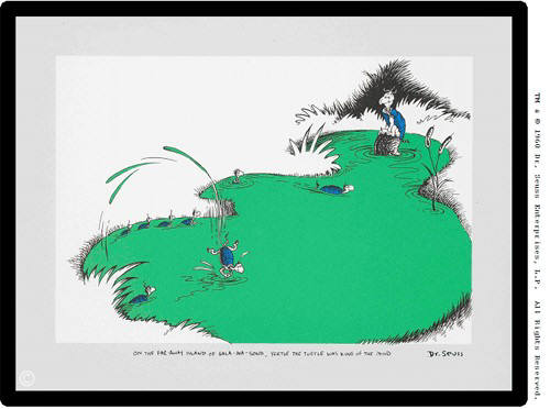 Artist: Dr. Seuss  , Title: On the Far Away Island of Salamasond, Yertle the Turtle was King of the Pond - click for larger image