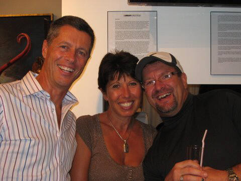 Artist: Gallery Event Photos, Title: Just back from Bali, Brian and Shelia with Mark, he's just back from the bar - click for larger image