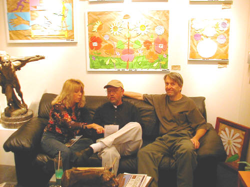 Artist: Gallery Event Photos, Title: Sept 2005- Artists always find each other...Susie Webster visits with Gallery artists, Ray Pelley and Bill Braun - click for larger image