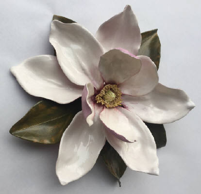 Artist: Gina Holt, Title: Magnolia - Pink Leaves - click for larger image