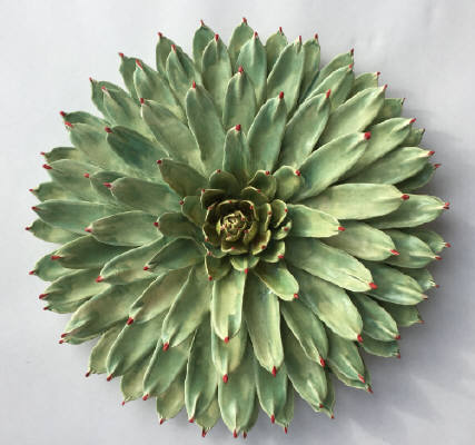 Artist: Gina Holt, Title: Succulent - Patina Green/Red - click for larger image