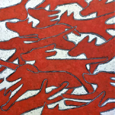 Artist: Jaime Ellsworth, Title: Red Dogs Running - click for larger image