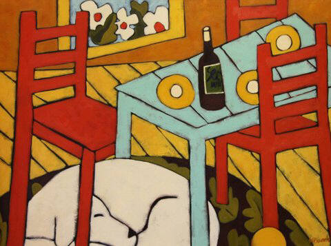Artist: Jaime Ellsworth, Title: White Dog, Red Wine - click for larger image