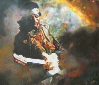 Artist: Joe Gallo, Title: Jimi Hendrix and the Universe - click for larger image