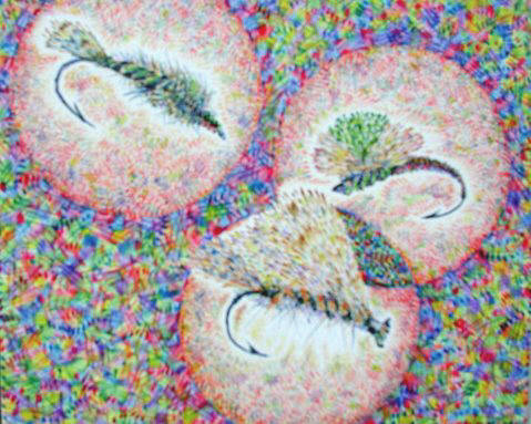 Artist: Julia Ross, Title: Three Flies - click for larger image