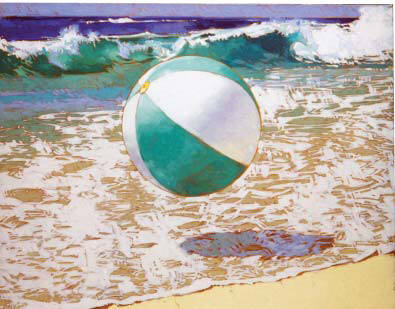 Artist: Kim Starr, Title: Aqua and White Beach Ball - click for larger image