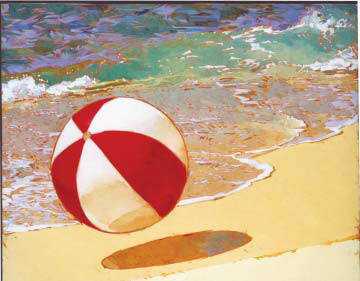 Artist: Kim Starr, Title: Beach Ball at Mahaulepu - click for larger image