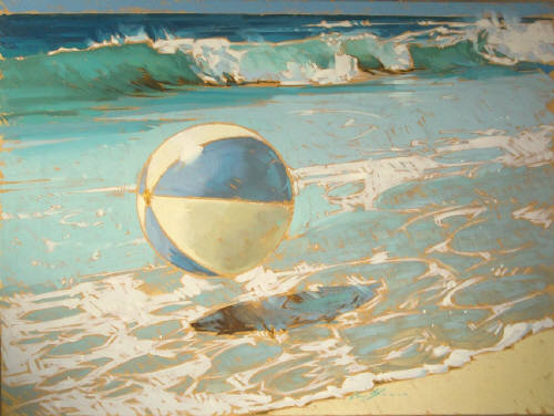 Artist: Kim Starr, Title: Beach Ball in the Surf - click for larger image
