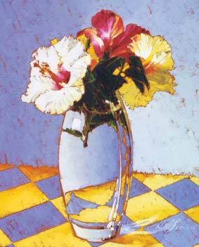Artist: Kim Starr, Title: Hibiscus with Yellow Pattern - click for larger image