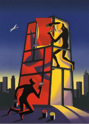 Artist: Mark Kostabi, Title: Panic in the Minefield - click for larger image