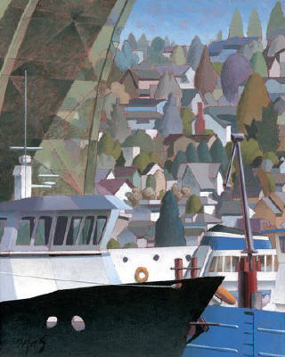 Artist: Mark Skullerud, Title: Ballard Bridge I - Color Study - click for larger image