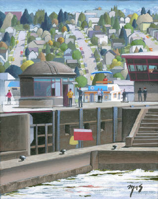 Artist: Mark Skullerud, Title: Ballard Locks 1 - Color Study - click for larger image
