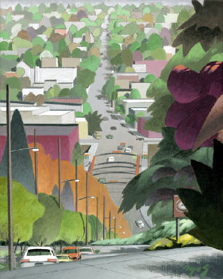 Artist: Mark Skullerud, Title: Fremont from 4th Ave. North II - Color Study - click for larger image