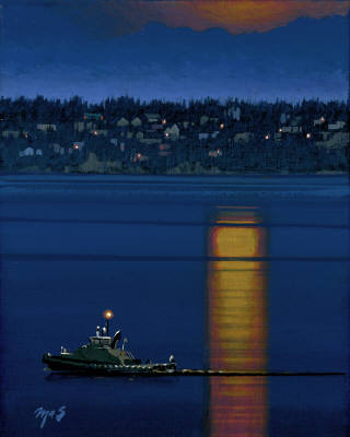 Artist: Mark Skullerud, Title: Moonset I - click for larger image