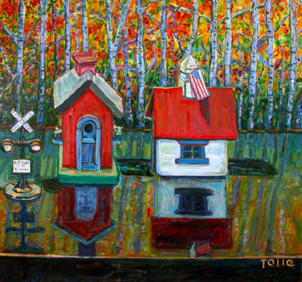 Artist: Pat Tolle, Title: Birdhouse Trees - click for larger image