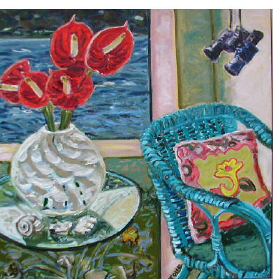 Artist: Pat Tolle, Title: First Autumn Winds with Anthuriums - click for larger image