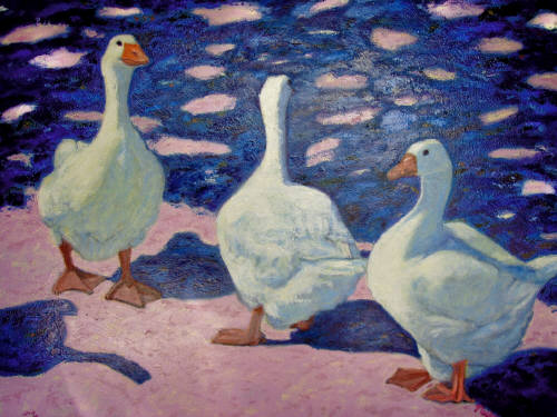 Artist: Pat Tolle, Title: Three French Geese - click for larger image