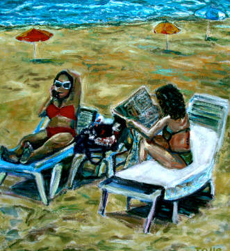 Artist: Pat Tolle, Title: Two Beach Girls - click for larger image