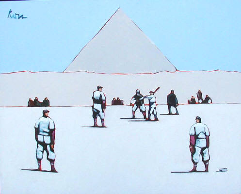Artist: Thom Ross, Title: Baseball at the Great Pyramids 1889 - click for larger image