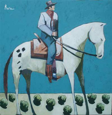 Artist: Thom Ross, Title: Billy Riding along the Bonita - click for larger image