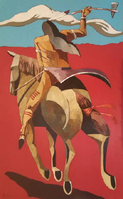 Artist: Thom Ross, Title: Charging Indian - click for larger image