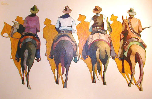 Artist: Thom Ross, Title: Four Golden Horsemen - click for larger image