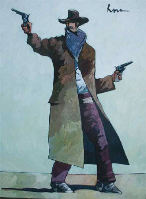 Artist: Thom Ross, Title: He Calmly took Aim - click for larger image
