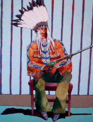 Artist: Thom Ross, Title: Indian with Rifle - click for larger image