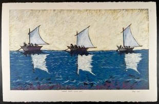 Artist: Thom Ross, Title: Whale Boats Under Sail - click for larger image