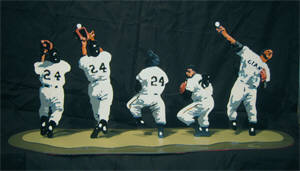 Artist: Thom Ross, Title: Willie Mays - The Catch - click for larger image
