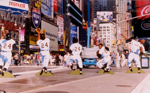Artist: Thom Ross, Title: Willie Mays in Time Square - click for larger image