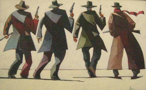 Artist: Thom Ross, Title: With Their Guns Drawn - click for larger image