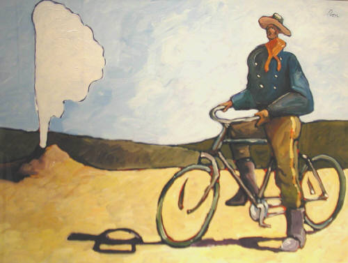 Artist: Thom Ross, Title: Yellowstone -25th Infantry Bicycle Corps  - click for larger image