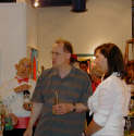 Gallery Event Photos - Sept 2005- Collector Kenneth Wahlin discusses a painting with artist Holly Martz...Just buy it Kenneth!