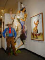Gallery Event Photos - Thom Ross and one of his cut-outs for "Custer's Last Stand"